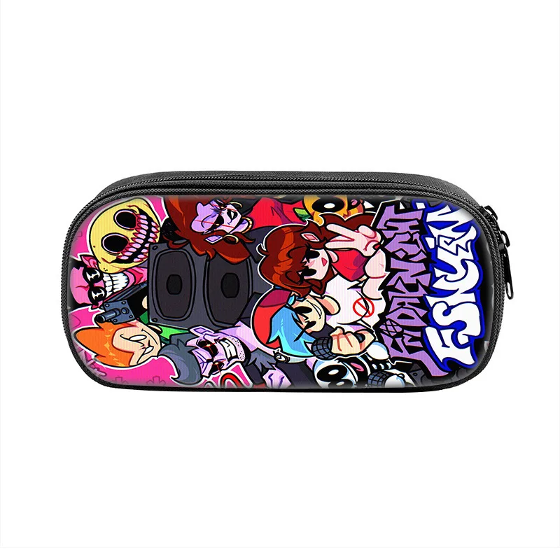 حقيبة صندوق أقلام الرسوم المتحركة Frida Nigh Funkin للطلاب ذات سعة كبيرة ومستلزمات مدرسية بسحاب