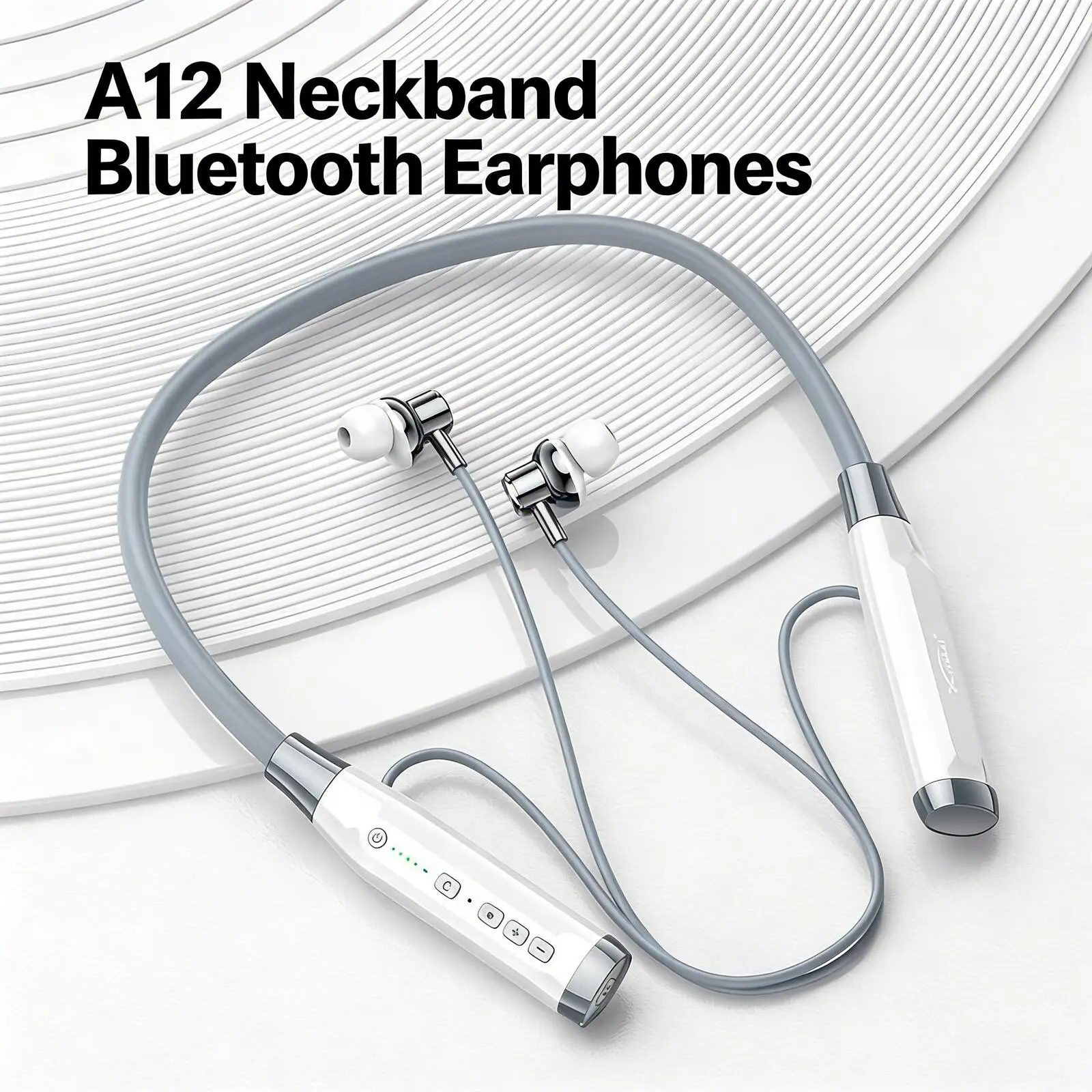 A12 Bluetooth Neckband Earphones In-ear & Semi-in-ear Noise Reduction 9D HiFi Stereo Long Battery Life TF Card Support for Music