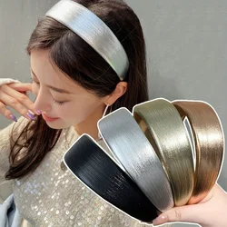 Fashion Wide Leather Hairbands Shiny Gold Silver PU Headbands Fashion Plain Sponge Hair Hoop Women Hair Clip Retro Headwear