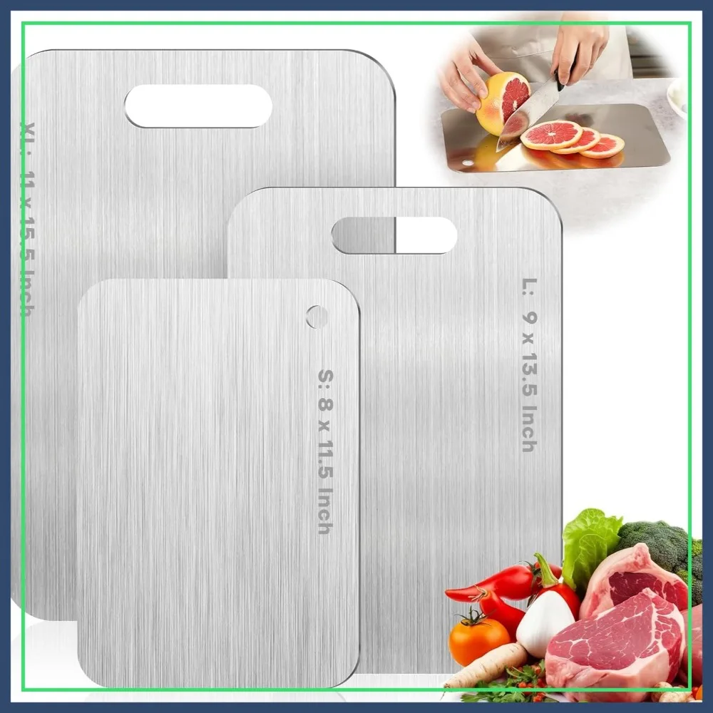 

Titanium Cutting Boards for Kitchen, Double Sided Non Toxic Chopping Board, Dishwasher Safe, 3PC Set S+L+XL