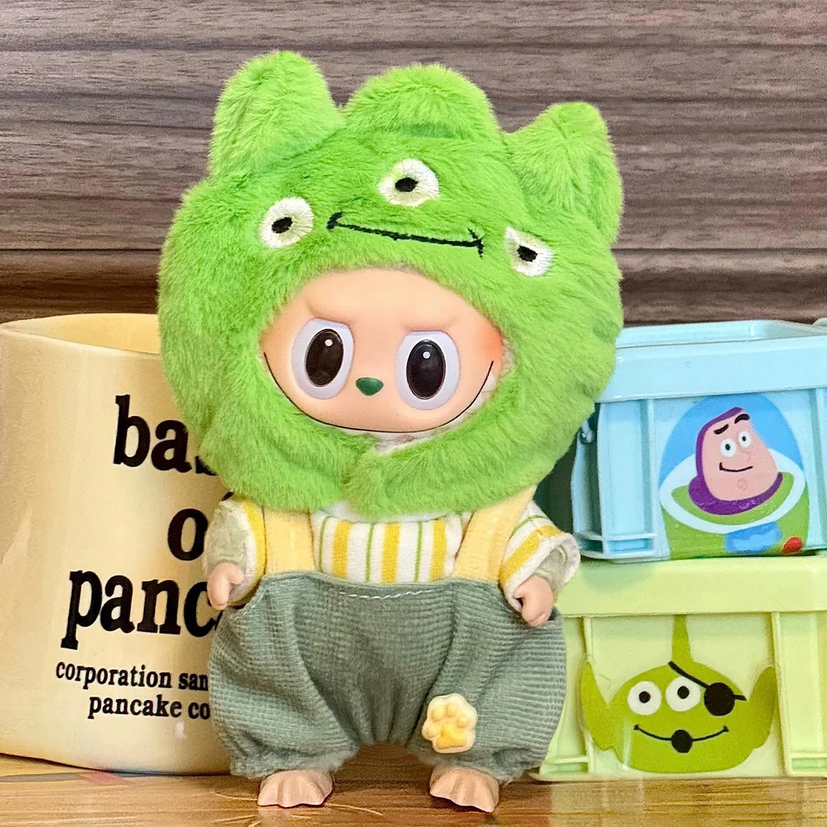 

Cute Mini Plush Doll Blue Hooded Plush Cartoon Clothes for Labubu I II Dolls Outfit Accessories Clothing Gift