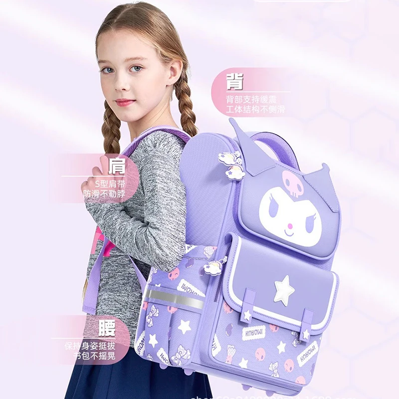 Imagem -02 - Sanrio Kuromi Cinnamoroll Melody Kate Mochila Estudantes da Escola Primária Meninas Crianças para Reduzir o Fardo Bookbag Novo 24 Pcs