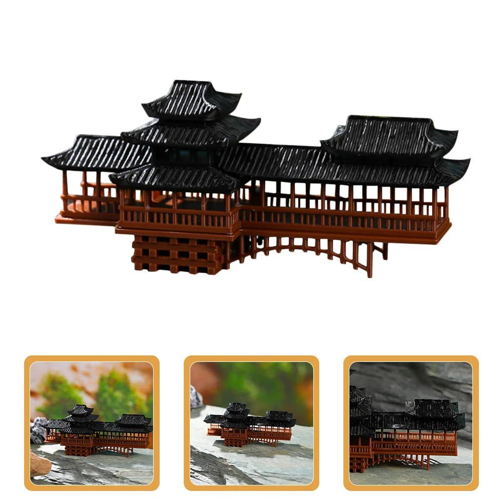 

Covered Bridge Ornaments Landscape Decor Gazebo Statue Micro Mini Crafts Landscaping Plastic Miniature