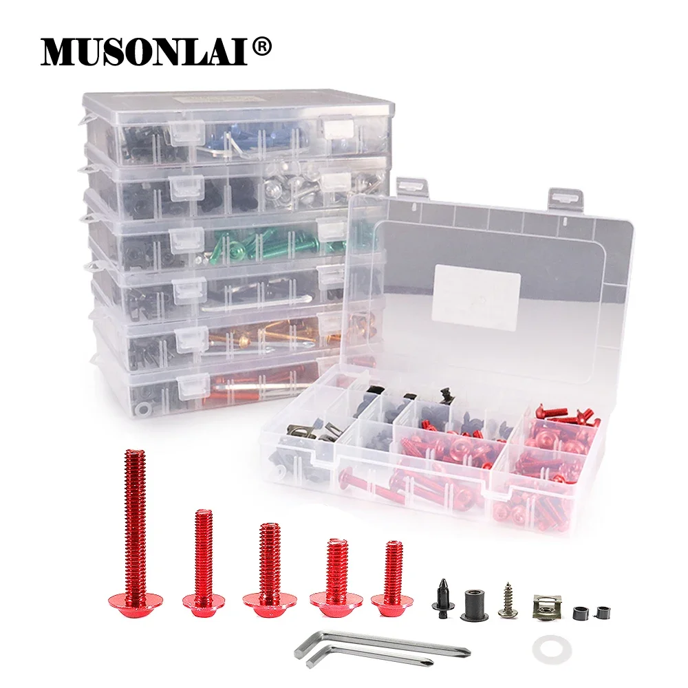 Universal Motorcycle Fairing Bolt Repairing Kits Set 194PCS Windscreen Fairing Screws Bodywork Screw Nuts Accessories