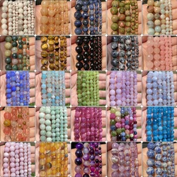Natural Faceted Stone Aquamarines Morganite Jades Agates Loose Spacer Beads For Jewelry Making DIY Bracelet Handmade 6/8/10mm