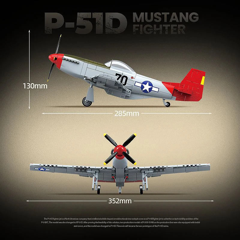 Bloques de construcción militares de la Segunda Guerra Mundial para niños, P-51D, Mustang, avión de combate, soldado, modelo de avión, muñecas, juguetes para niños, regalo