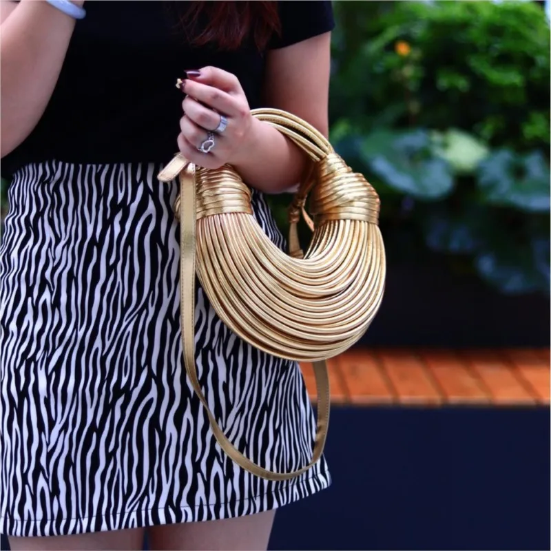 Luxury Evening Bags Purses for Women Golden Noodle Knot Design Dinner Wedding Party Clutch Bag 2024 High Quality Handbags Trendy