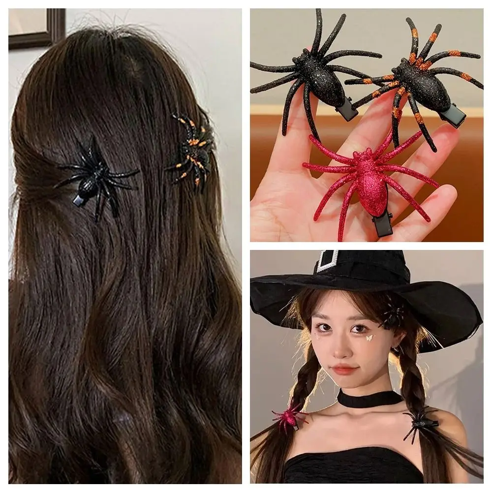 Tocado de Halloween, horquilla de araña, pasadores de araña negra, pinza para el pelo de arañas, juguete de Halloween, suministro de Cosplay, tocado de Halloween