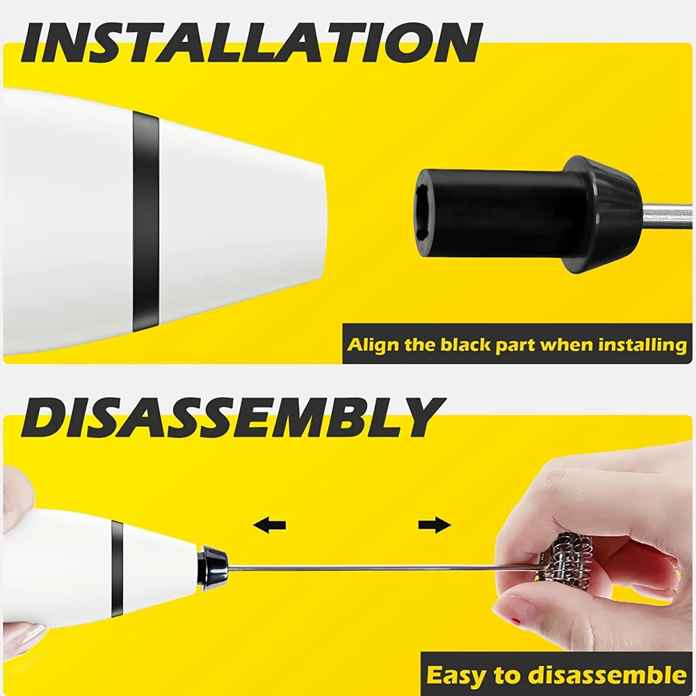 Handheld Electric Milk Frother Whisk Batedor de ovos, Liquidificador de café recarregável USB, Agitador de leite doméstico, Misturador preto