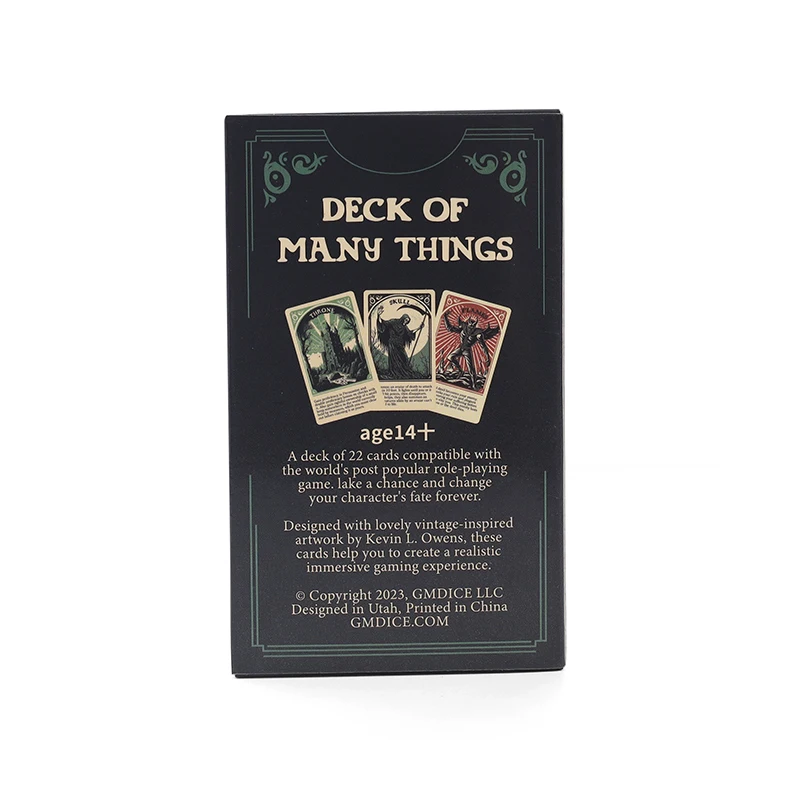 Deck of Many Things Cards Tarot Table Game With Online Guidebook The Physical Manifestation Deck Card Game