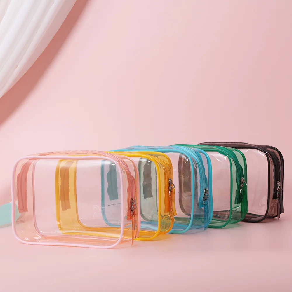 Kawaii لطيف حقيبة مستحضرات التجميل الشفافة سعة كبيرة المحمولة السفر منظم مستحضرات التجميل جديد واضح مقلمة مخزن للمكياج حقيبة