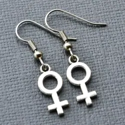 Trendy Female Feminist Symbol Venus Drop Dangle Ear Earring Hook Punk Goth Earring Women Vintage Jewelry Pendientes Party