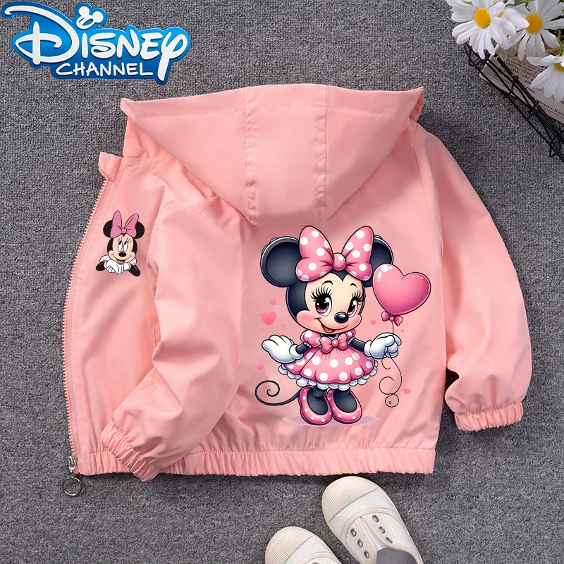 Vestes de printemps et d'automne Disney Minnie Mickey Mouse pour enfants, vêtements mignons pour garçons et filles, manteaux en tissu confortables et respectueux de la peau, cadeaux de fête