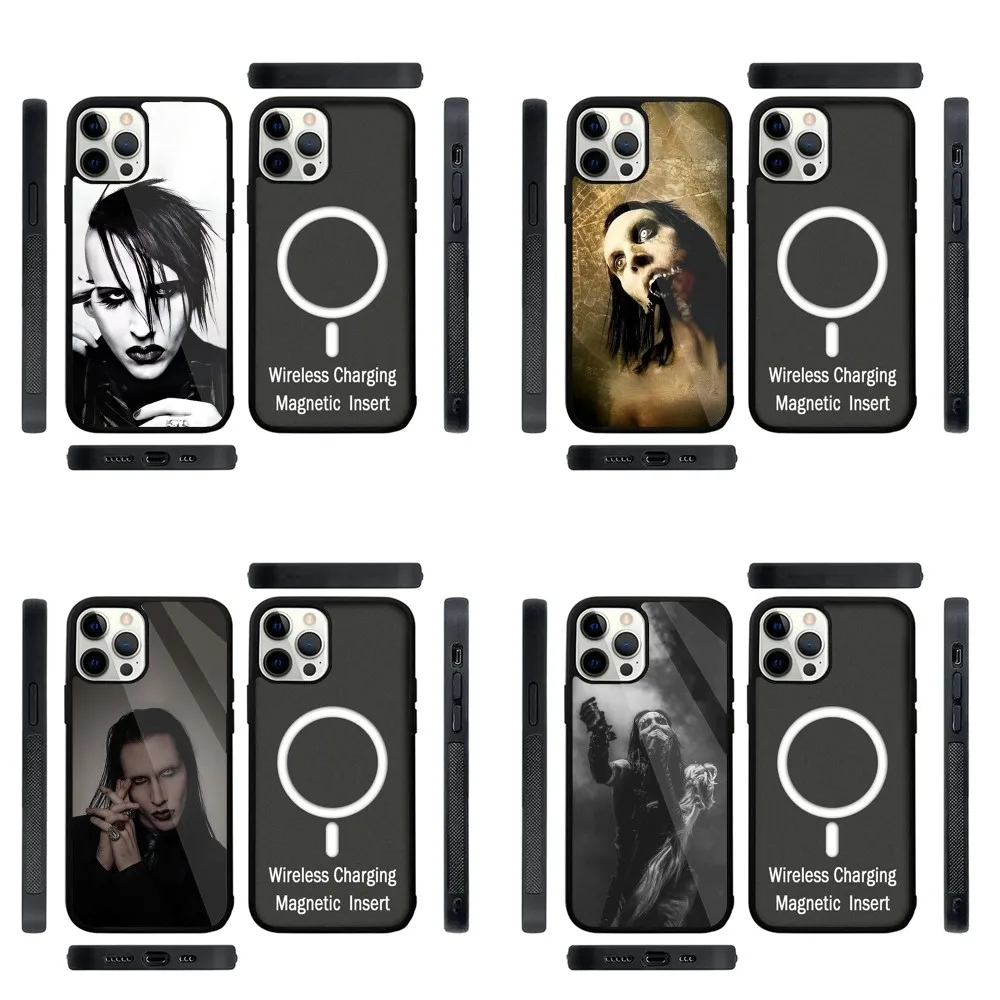 

Singer Marilyn Manson Phone Case Strong Magnetic For IPhone 16,15,14,13,Pro,Max,Plus,11,12,Mini For Magsafe Wireless Charging