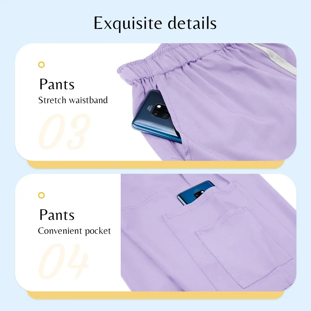 ชุดยูนิฟอร์มพยาบาลแพทย์แบบใหม่สำหรับผู้หญิง ชุดทำงานทางการแพทย์ ชุดผ่าตัด เสื้อแขนสั้น กางเกง ชุดพยาบาล ชุดพยาบาลสำหรับสัตวแพทย์