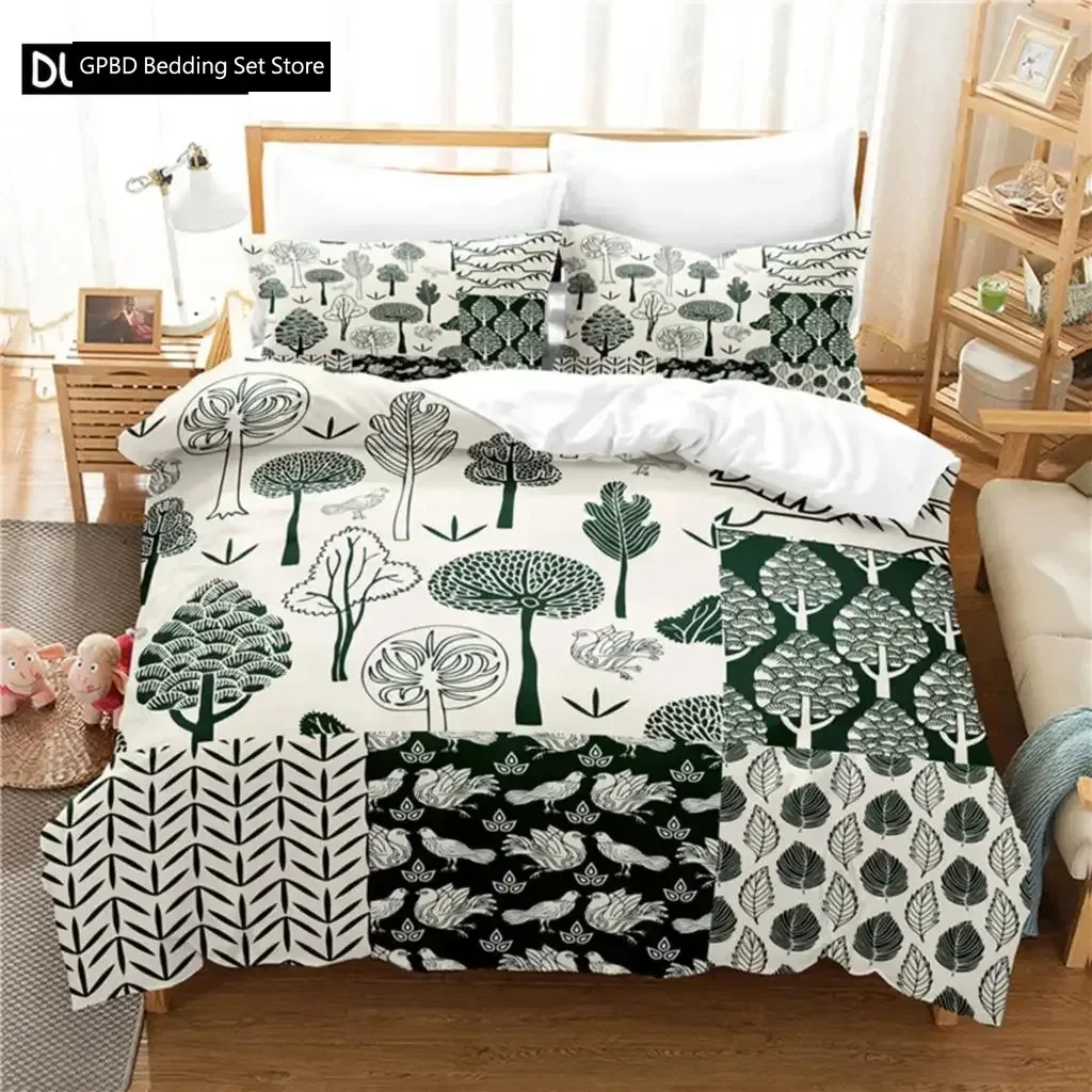 Forest Pattern Painting Comfortable Duvet Quilt Cover Pillowcase Bedding Set Children Bedroom Decoration Home Textile