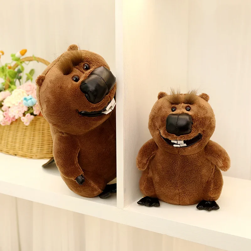 New Anime Lifelike Smile Beaver Plush Toys Soft Cartoon Brown Beaver Doll Funny Toys For Children Cute Decor For Room/Car