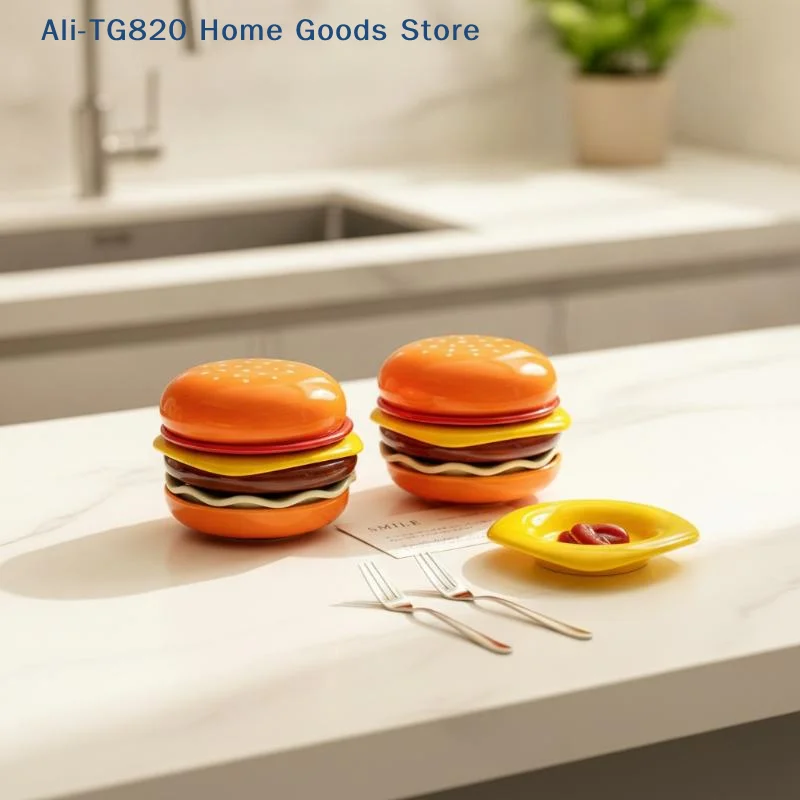 6Pcs/Set  High Value Bone Spit Plate Stackable Hamburger Plate Set Burger 6 Layers Dinner Plate Funny Sauce Containers Table Dec