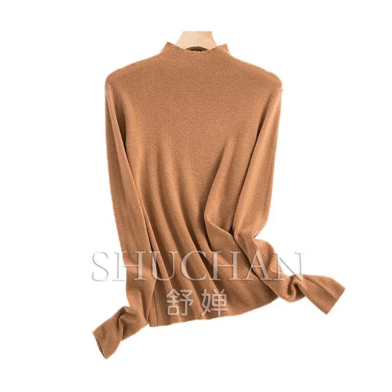 

half high collar autumn new wool sweater women's 100 pure wool pullover sweater knitted sweater slim-fitting bottoming sh