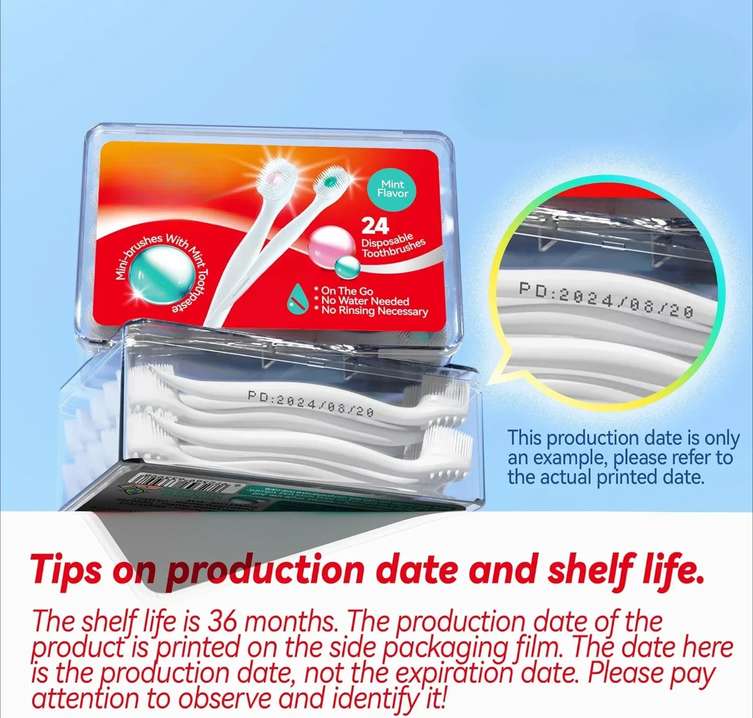 Мини-кисти — одноразовые зубные щетки с зубной пастой и выбираете для работы или путешествий, 24 шт. (смешанный вкус (упаковка из 1 шт.)