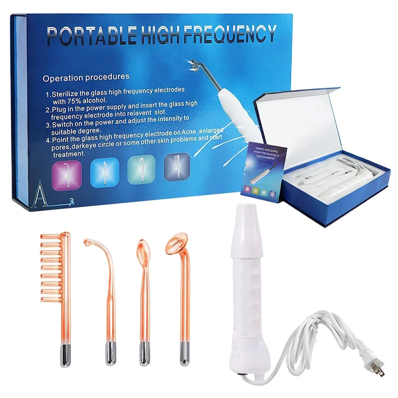 Portable High Frequency Facial Therapy Wand Handheld Electric Face Skin Beauty Tools Acne Treatment Machine