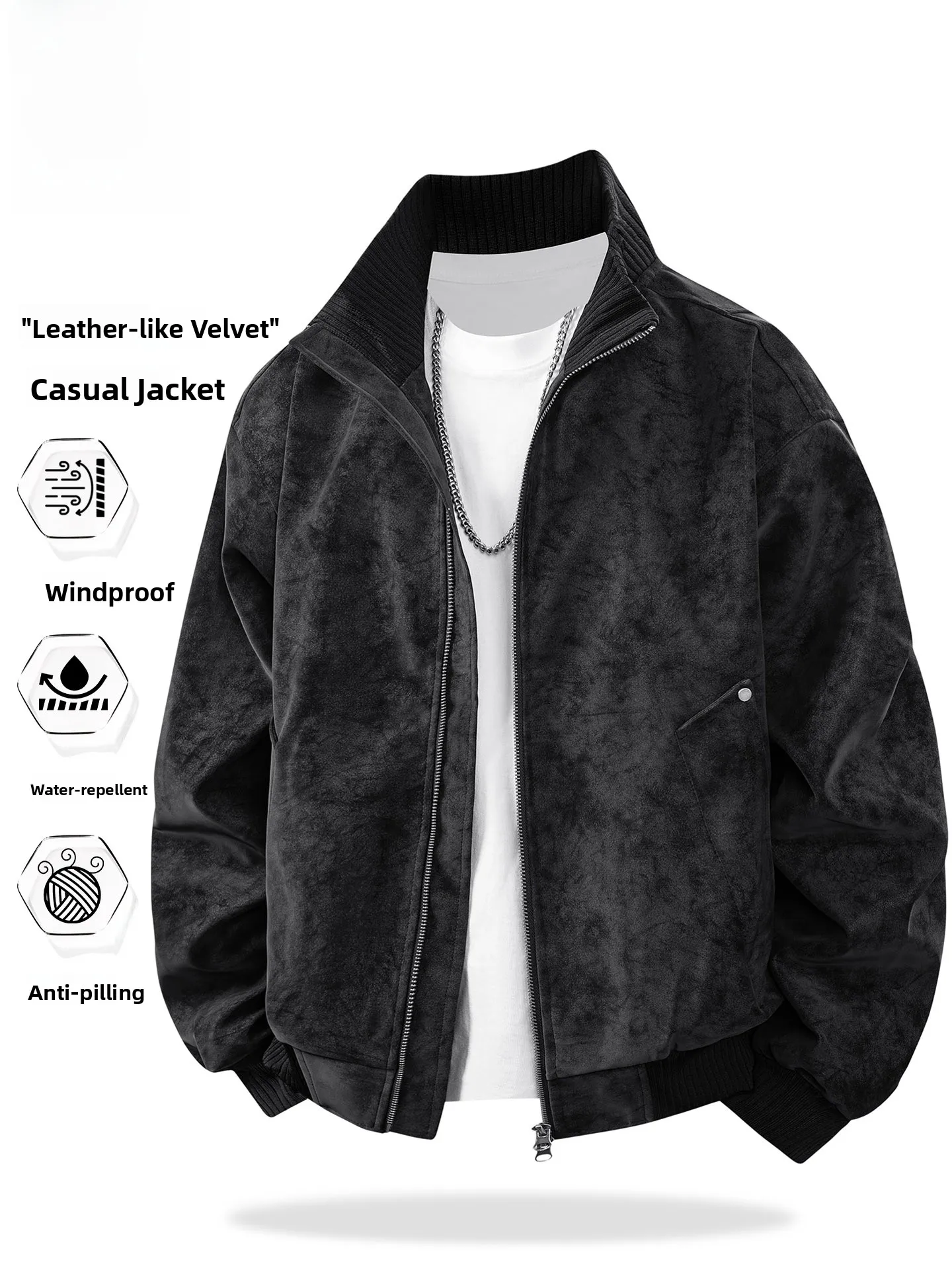 

Мужская замшевая куртка Jeanswest, повседневная рабочая одежда, осень 2023, новинка Sle Faionable, свободное длинное пальто на молнии све