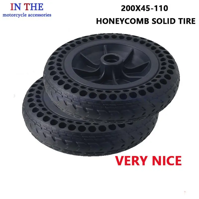 High quality electric wheelchair full wheel 200X45-110 non inflatable honeycomb solid tire with plastic wheel hub