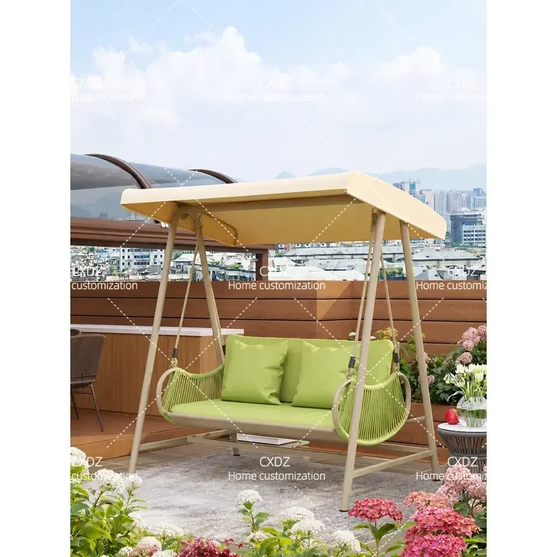 Outdoor Aluminum Alloy Hanging Swing Chair Single Double Seat for Balcony Courtyard Villa Yard Casual Rocking Hammock Basket