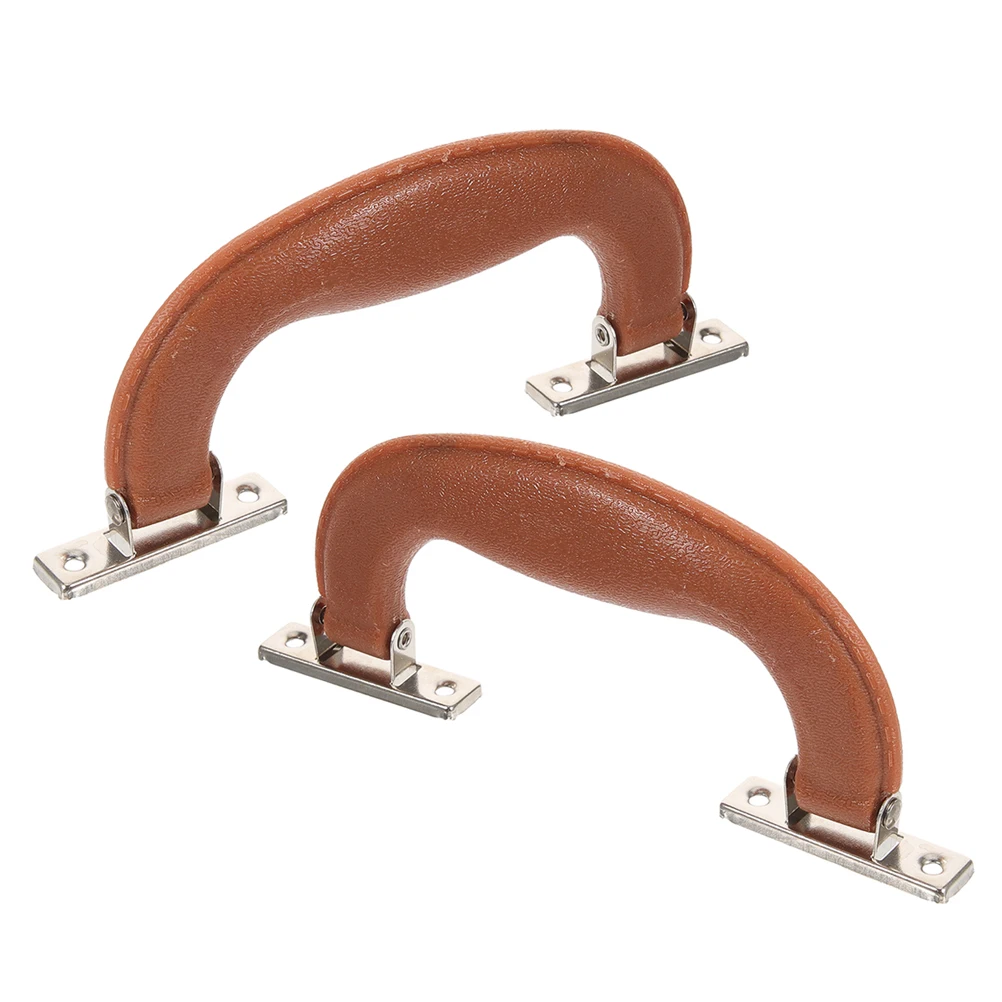 

2Pcs Brown Classic Plastic Suitcase Handle Zinc Alloy Base Luggage Pull Assembly Trunk Repair Vintage Cases Handle