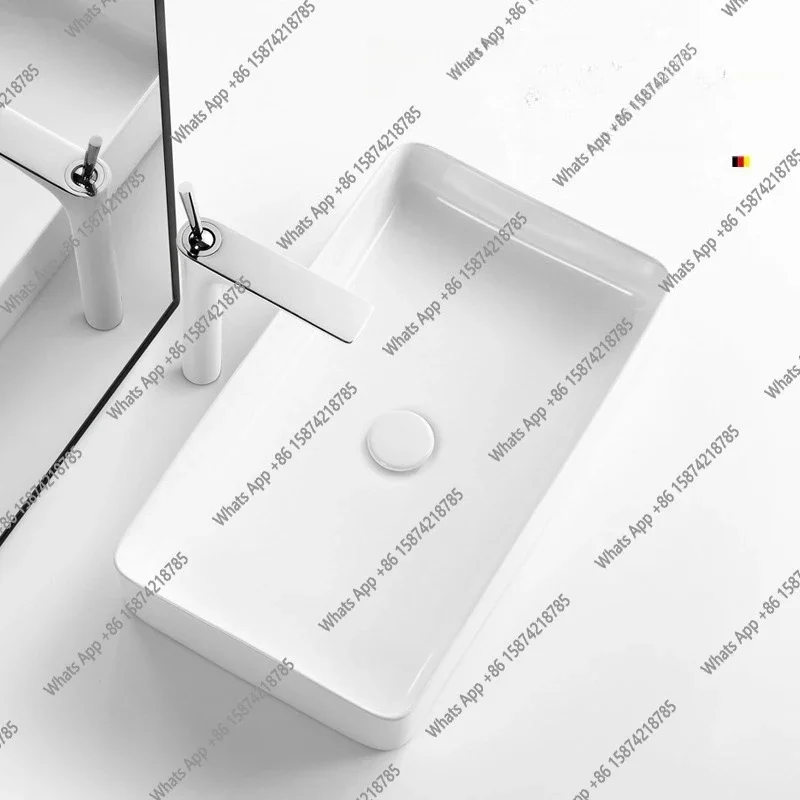 

MX German Minimalist White Basin, Basin On Top, Square Wash Basin, Ceramic Bathroom, Face Wash Single Countertop, Small
