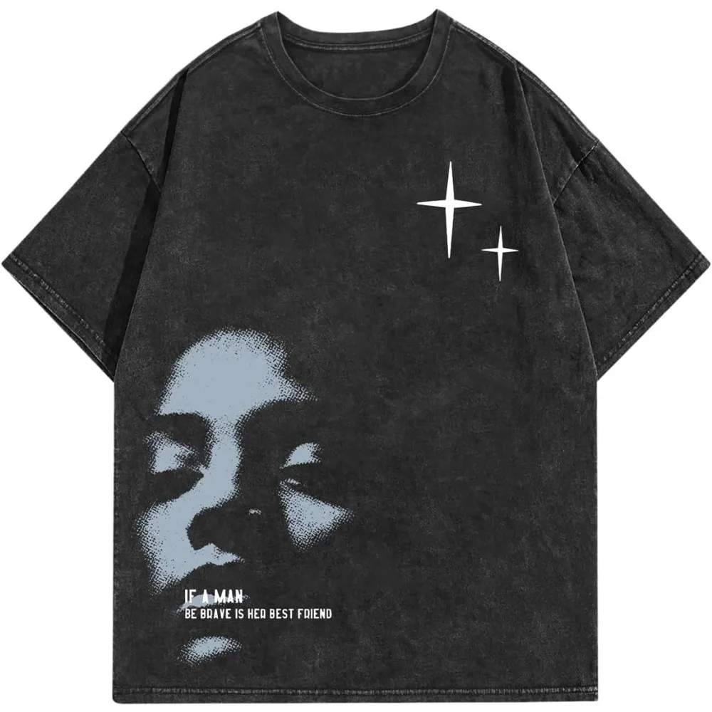 Y2K Grunge Graphic T‑Shirt, Crew Neck Vintage Streetwear Unisex Casual Short Sleeve Black Oversized Fashion Daily Wear Tops