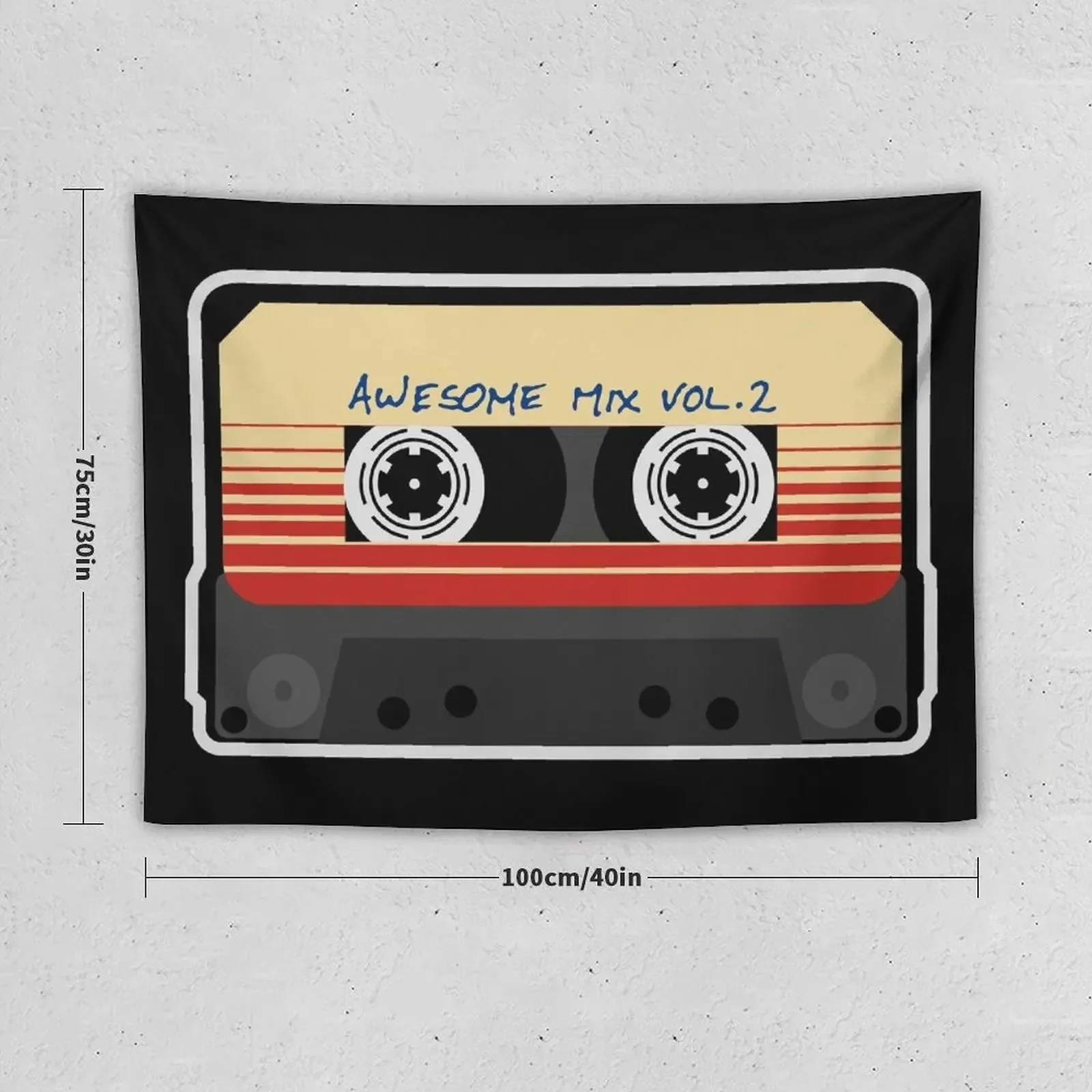 Awesome, Mixtape Vol 2, Cassette, Retro, Tapestry Decoration Bedroom Bathroom Decor Tapestry