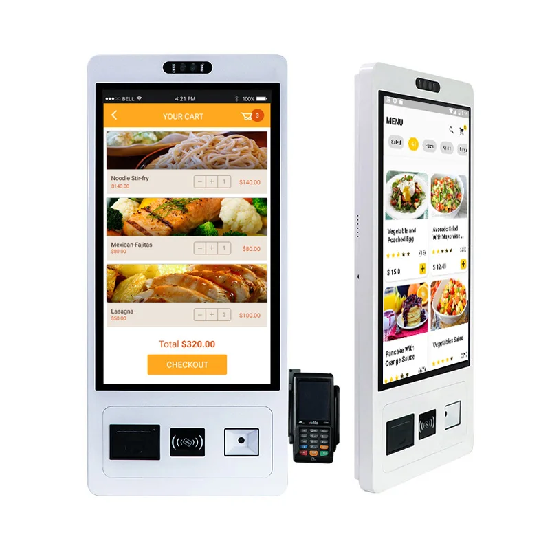 

Touch Screen PCAP 15.6 22 Inch Touch Screen Fast Food Order Self-Service Payment Kiosk Machine With Printer and QR Code Scanner