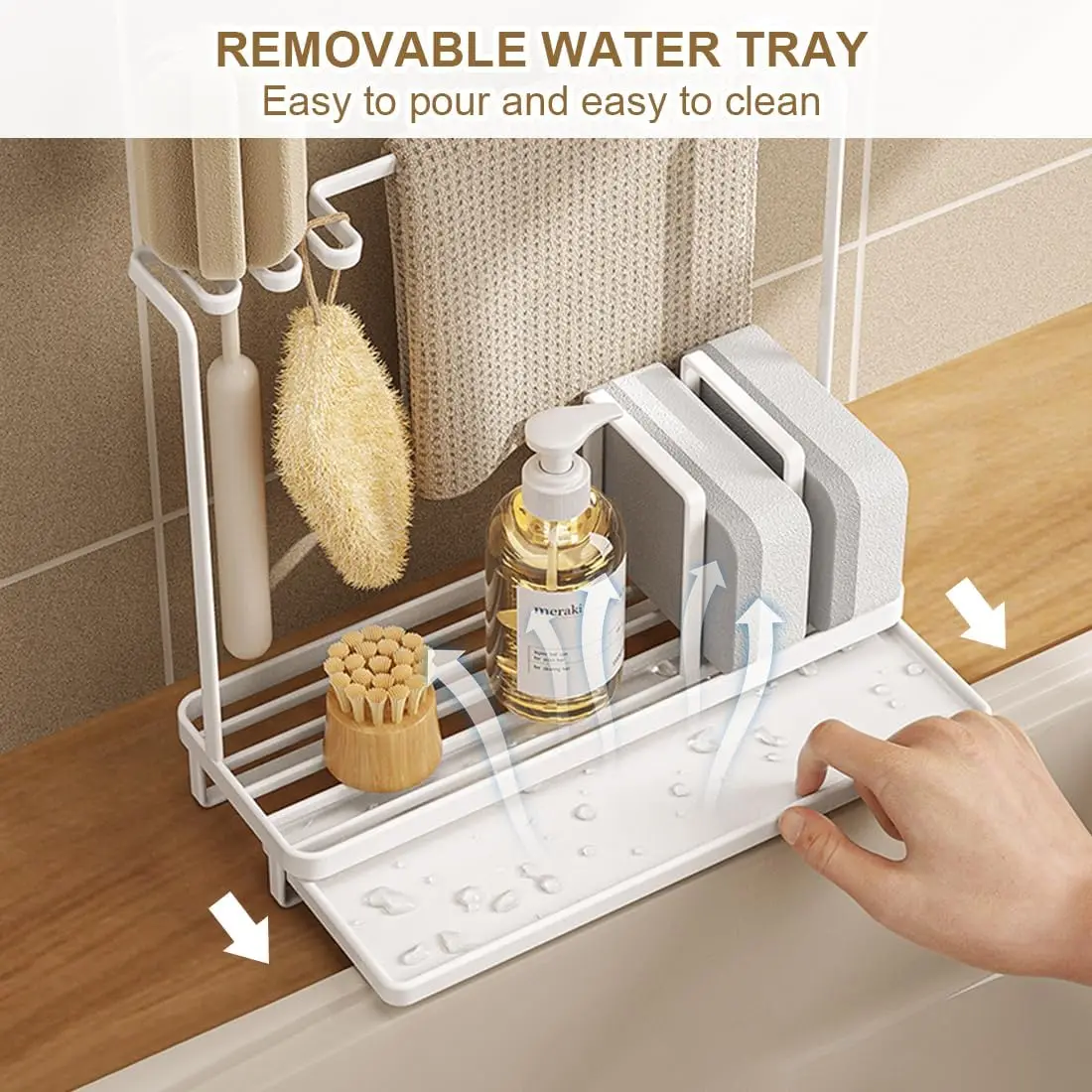 Kitchen Storage Rack Towel Sponge Drain Racks Sink Desktop Organizer Accessories Carbon Steel Brush Storage Bathroom Soap Holder