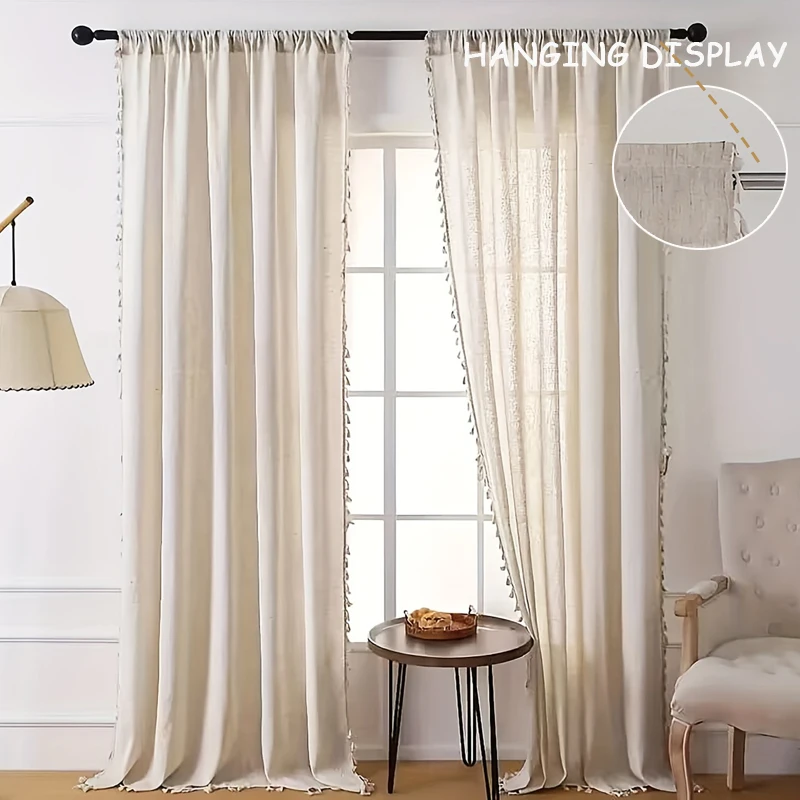 

Bohemian Style Light-Filtering Sheer Curtains with Rod Pocket-Balcony Decor,Elegant Stylish Home Accent,Curtains for LivingRoom