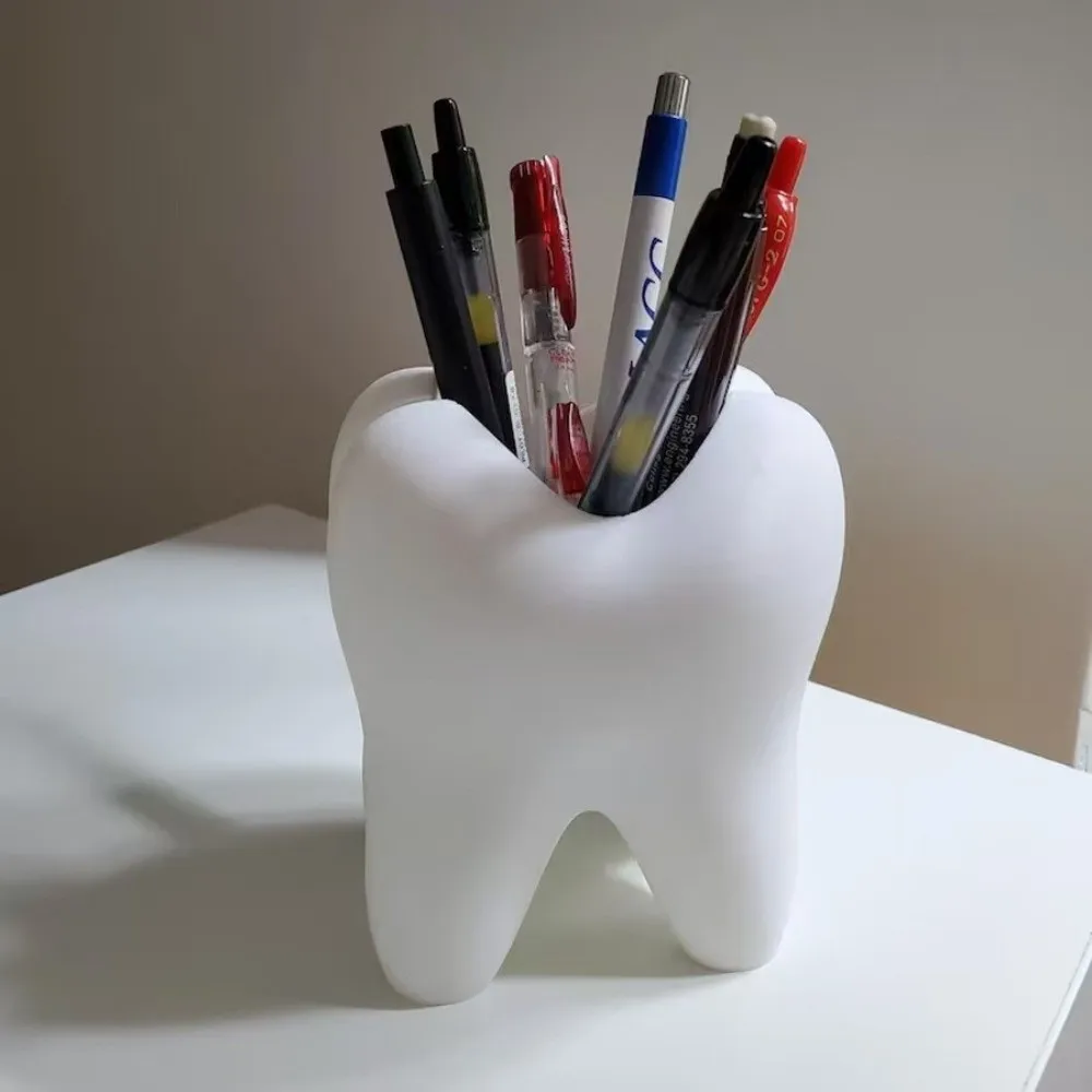 Tooth Shaped Toothbrush Holder Multifunctional Plastic Stationery Pen Holder‌ Desk Organizer Storage Box Succulent Planter