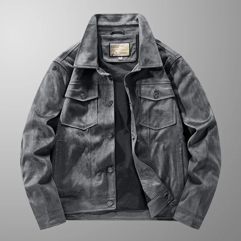 

Spring Autumn Fashion 2025 Men's Casual Trendy Vintage Solid Color Turn-down Collar Long Sleeve Pocket Coat Male Jacket Clothes