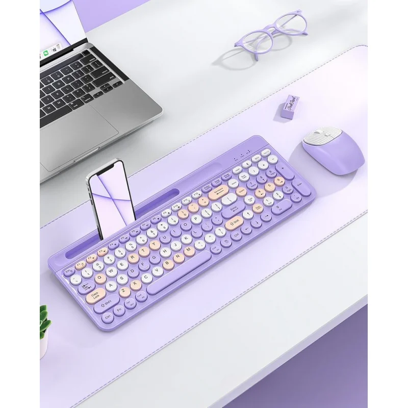 Per set tastiera e mouse Bluetooth wireless ricaricabili, laptop silenzioso, computer desktop, CC compatibile con Apple e Android