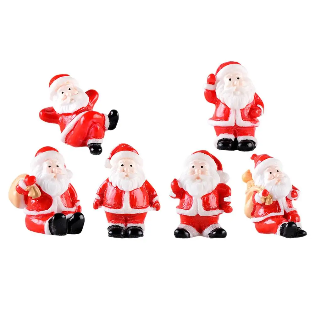 6 Pcs Miniature Snowman Statue Claus Figurines Mini Snowman Decorations Resin naments Christmas Gifts Winter Scene