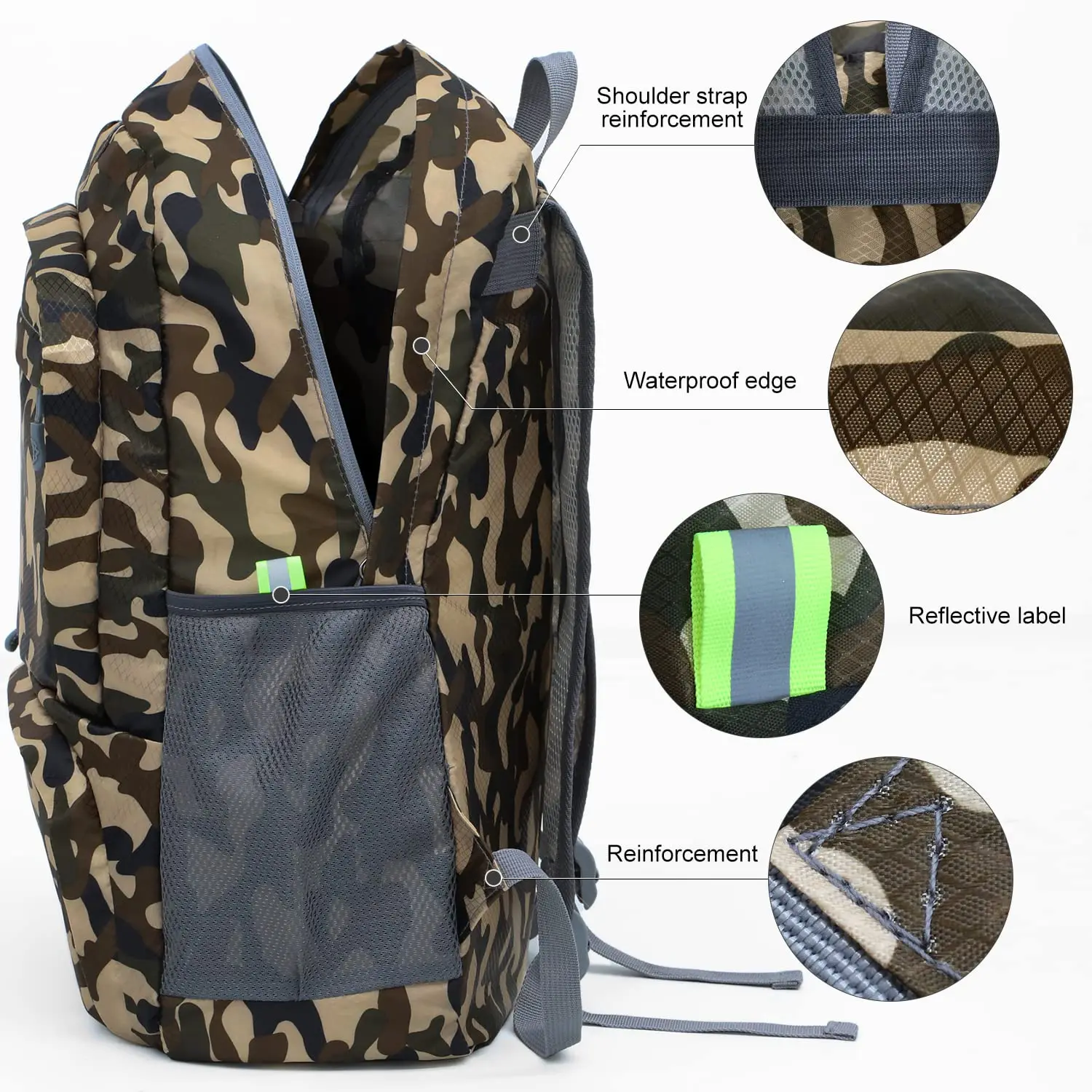 40L verstaubarer Rucksack, faltbar, ultraleicht, Outdoor-Reisetasche, großer faltbarer Rucksack, Wander-Reiserucksack, Bergsteigen, Tagesrucksack