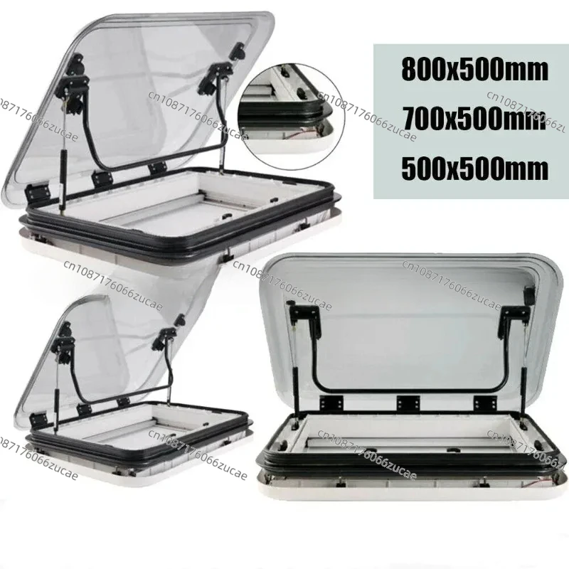 Customized Large Caravan RV Skylight Roof Vent 3-Size with LED Light 500/700/800 X 500Mm Cut Out for Motorhome