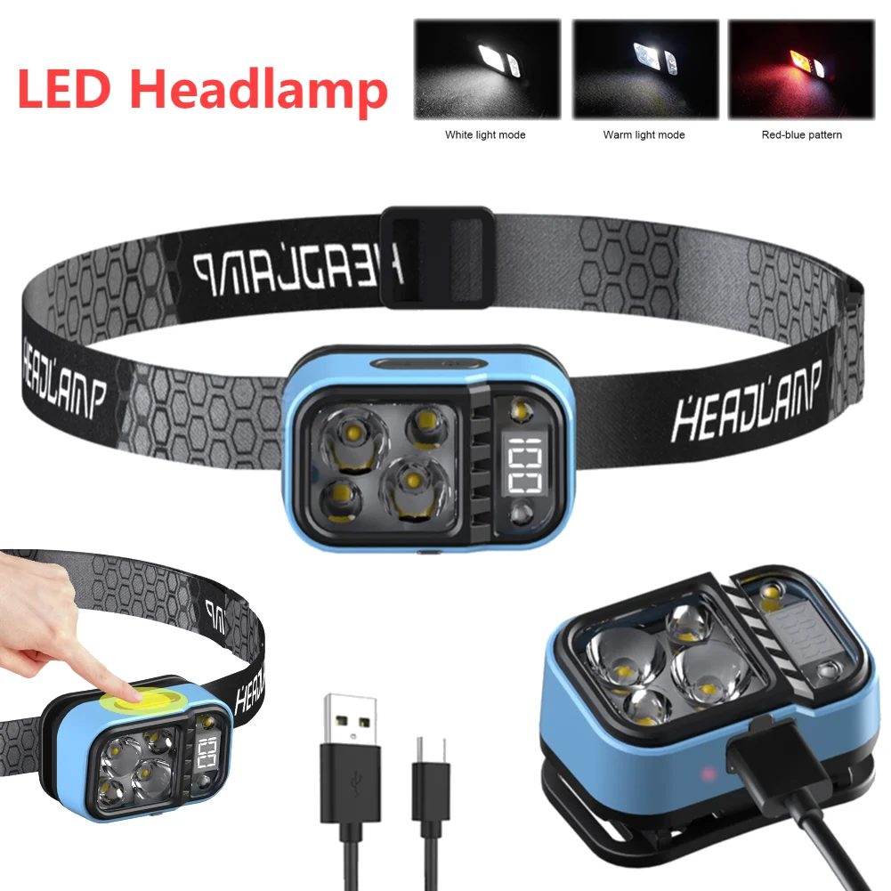 

LED Waterproof Motion Sensor Headlights Rechargeable Headlamp Flashlight Bright Emergency Head Lamp Camping Fishing Head Light