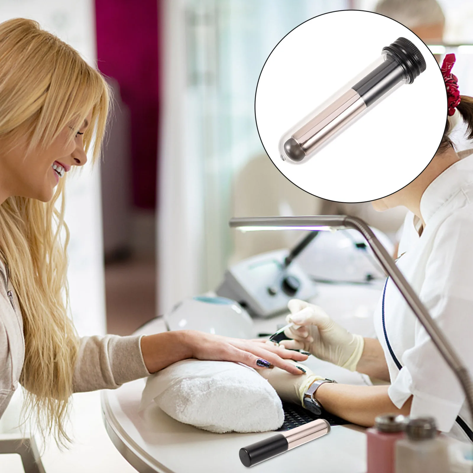 

Silicone Lip Brush Applicator for Nail Art Powder Easy Application No Hurt Carry Anywhere Nail Powder Silicone Lip Brush