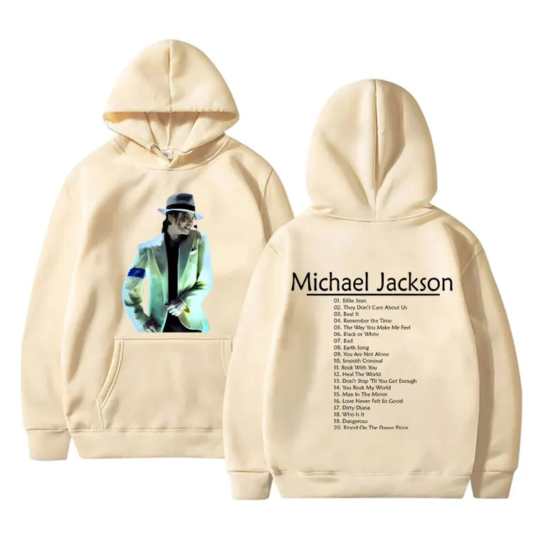 Vintage Michael Jackson Double Sided Print Hoodie Men Women Hip Hop Punk Rock Sweatshirt Men's Fleece Casual Oversized Hoodies - Image 5