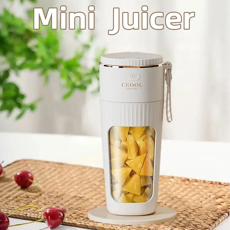 

340ml Portable Juicer, Wireless Mini Electric Kitchen Blenders,USB Rechargeable Home Smoothie Fruit Mixer Machine, 10 Blades