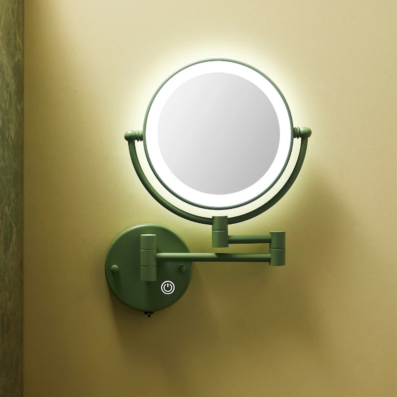LED Bathroom Makeup Mirror with Light, Wall Mounted Rotating Vanity Mirror, Folding Extendable Mirror for Home and Hotel.