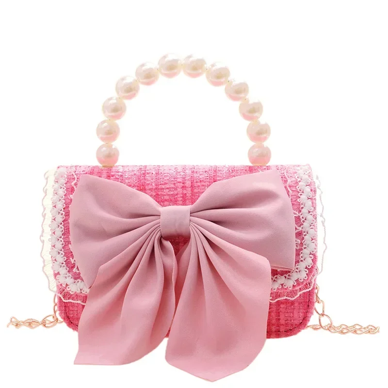 Children's bag texture fashionable foreign style girls decorative bag Korean version small fragrant style bow messenger bag