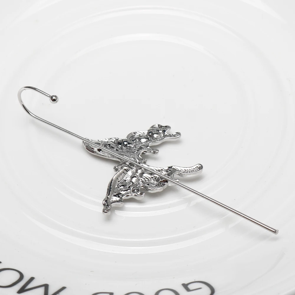 1PC Creative Liquid Butterfly Earrings Simple Design Rhinestone Inlaid Cool Punk Style Earring String Jewelry Gift For Friends