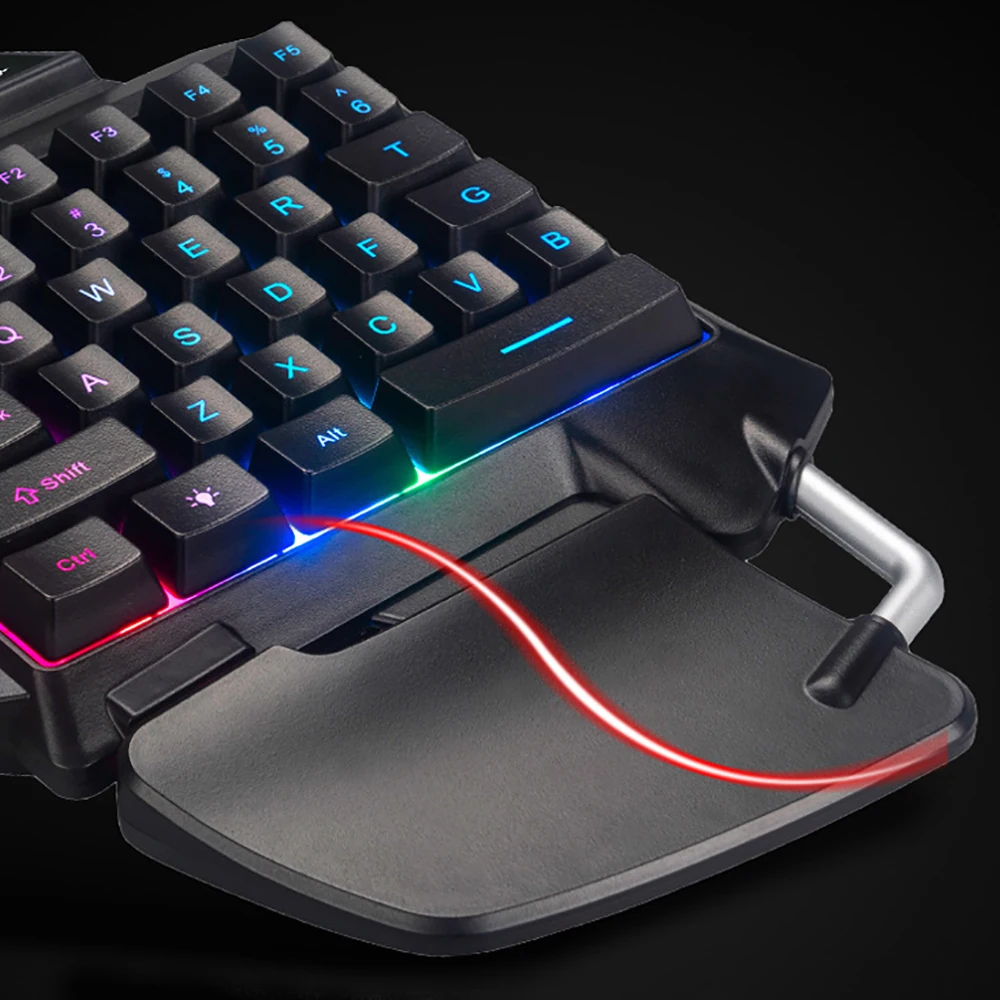Esports jogo teclado com uma mão rgb teclado para jogos portátil luminoso teclado para jogos teclado externo de uma mão com 2 portas usb