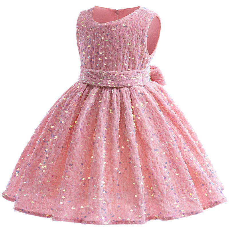 Christmas Baby Girls Dress Sequin Fashion Sleeveless Little Princess Dress Birthday Gift 1 2 3 4 5 6 Years New Year Kids Clothes